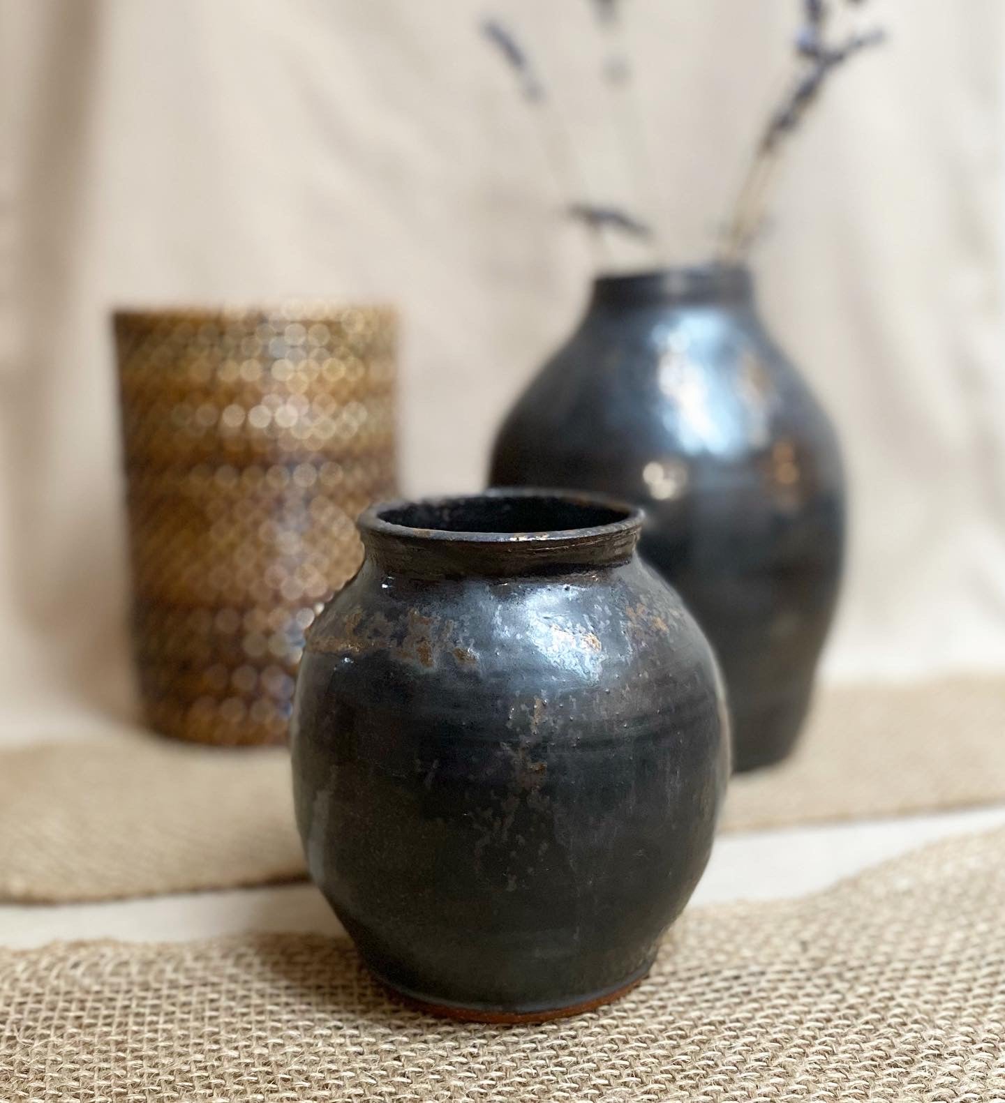 black vases with gold bettina